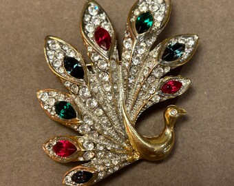 Broche Ancienne Argent Doré 900/1000° Avec Grenats De Bohême - Vintage, Très Bon état