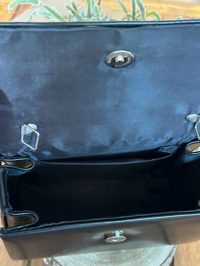 Vintage Courrèges Parfums Paris Black Handbag – 1980s Minimalist Structured Bag image 8