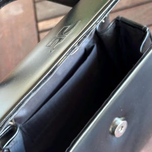 Vintage Courrèges Parfums Paris Black Handbag – 1980s Minimalist Structured Bag image 7