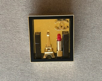 CHANEL Makeup Brooch – Paris Theme with Lipstick and Eiffel Tower – Collector’s Piece