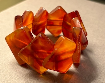 ヴィンテージ ベークライト ストレッチブレスレット – マーブル模様の