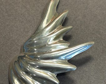 Large Vintage Mexican Sterling Silver Shell Brooch Sculptural Modernist Statement 8 cm