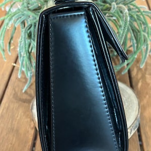 Vintage Courrèges Parfums Paris Black Handbag – 1980s Minimalist Structured Bag image 5