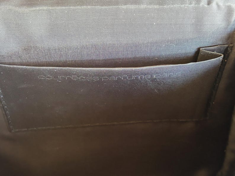 Vintage Courrèges Parfums Paris Black Handbag – 1980s Minimalist Structured Bag image 6
