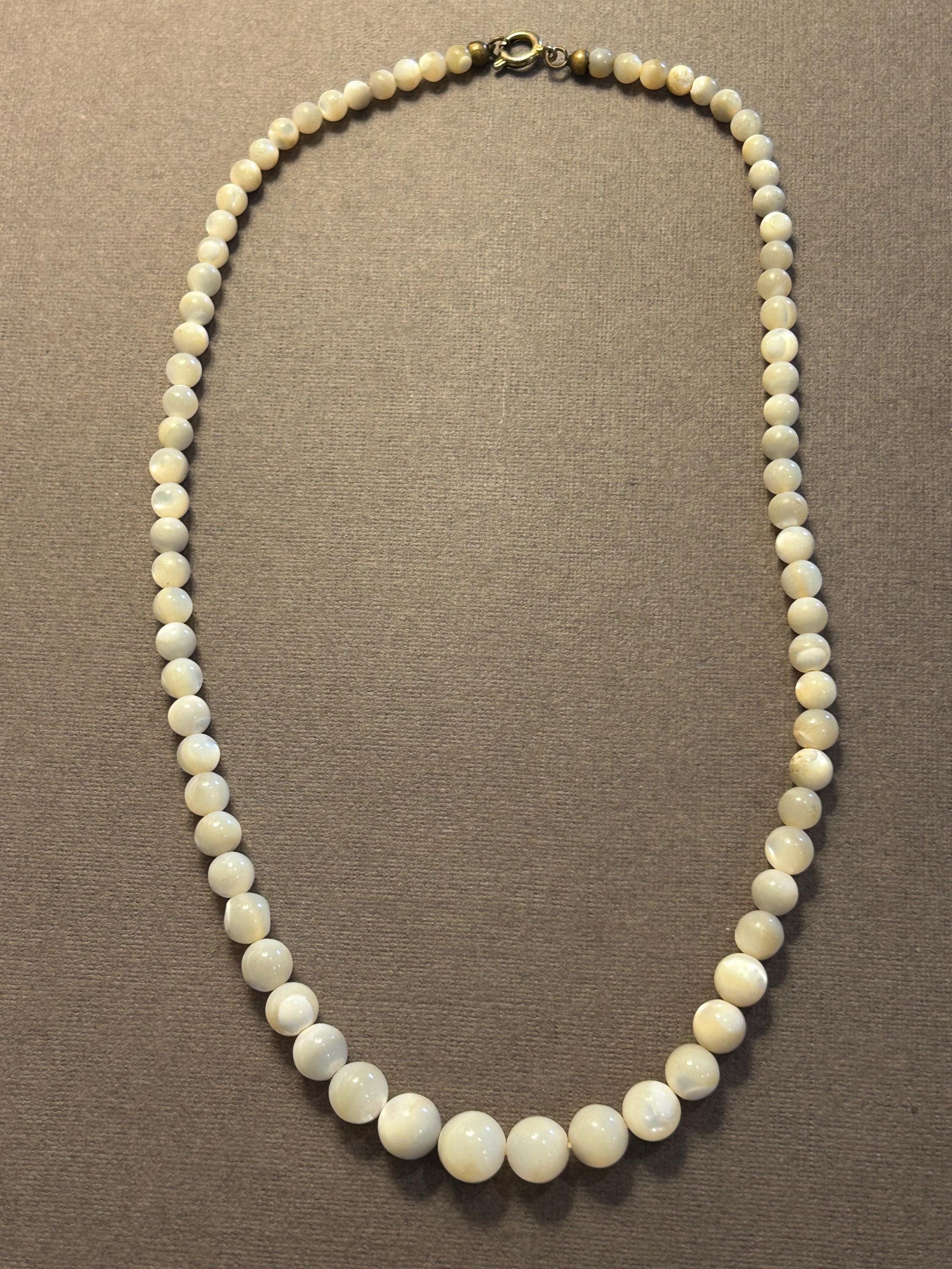 Collier Vintage Ancien En Perles De Nacre Et Lapis-lazuli - Occasion - France