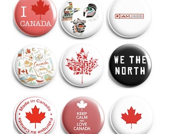 Canada 1&quot; Button OR Magnet (Made In Canada, We The North, Canadian Flag, Canadian Native Art)