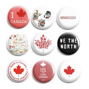 Canada 1" Button OR Magnet (Made In Canada, We The North, Canadian Flag, Canadian Native Art)