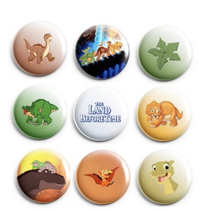 The Land Before Time 1" Buttons OR Magnets (Littlefoot, Cera, Spike, Petrie, Ducky)