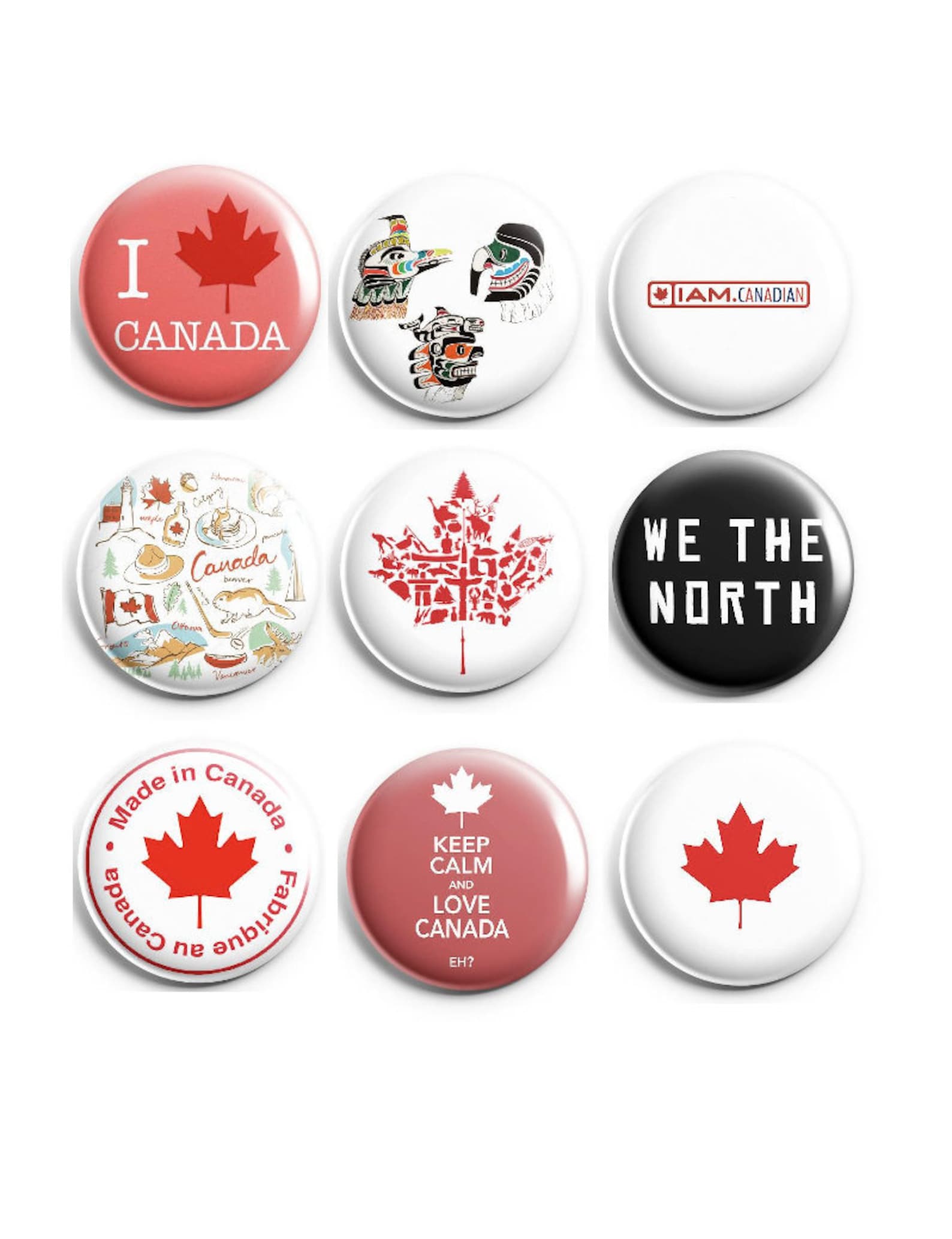 Canada 1 Buttons Made In Canada We The North Canadian Etsy