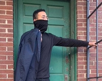 Large long Sleeve T shirt with mask like face covering