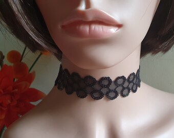A Black Tulle With Sequins  Choker / Necklace   Soft / Attractive