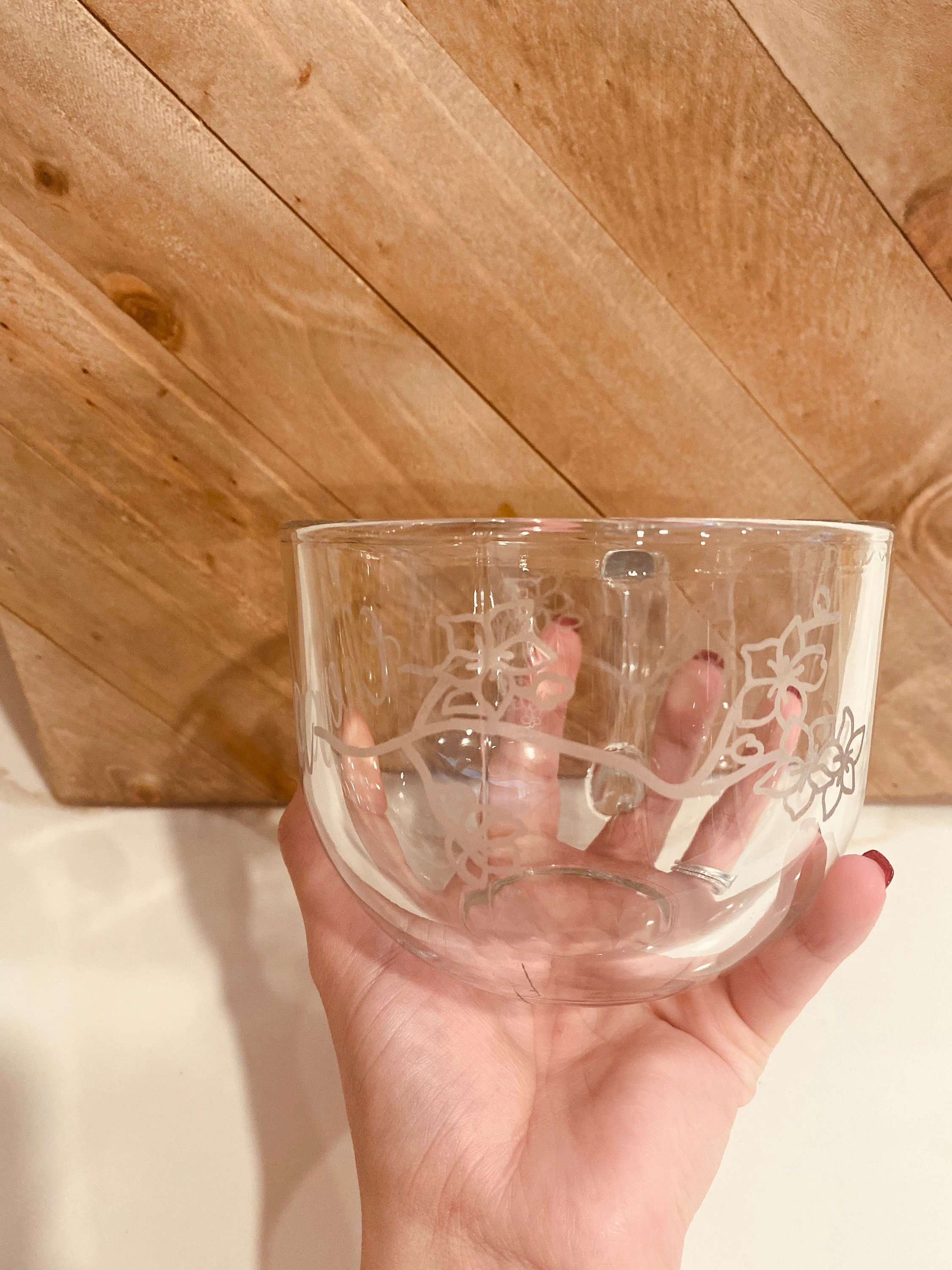 Custom Etched Coffee Mug, Etched Cherry Blossom, Etched Coffee Mug