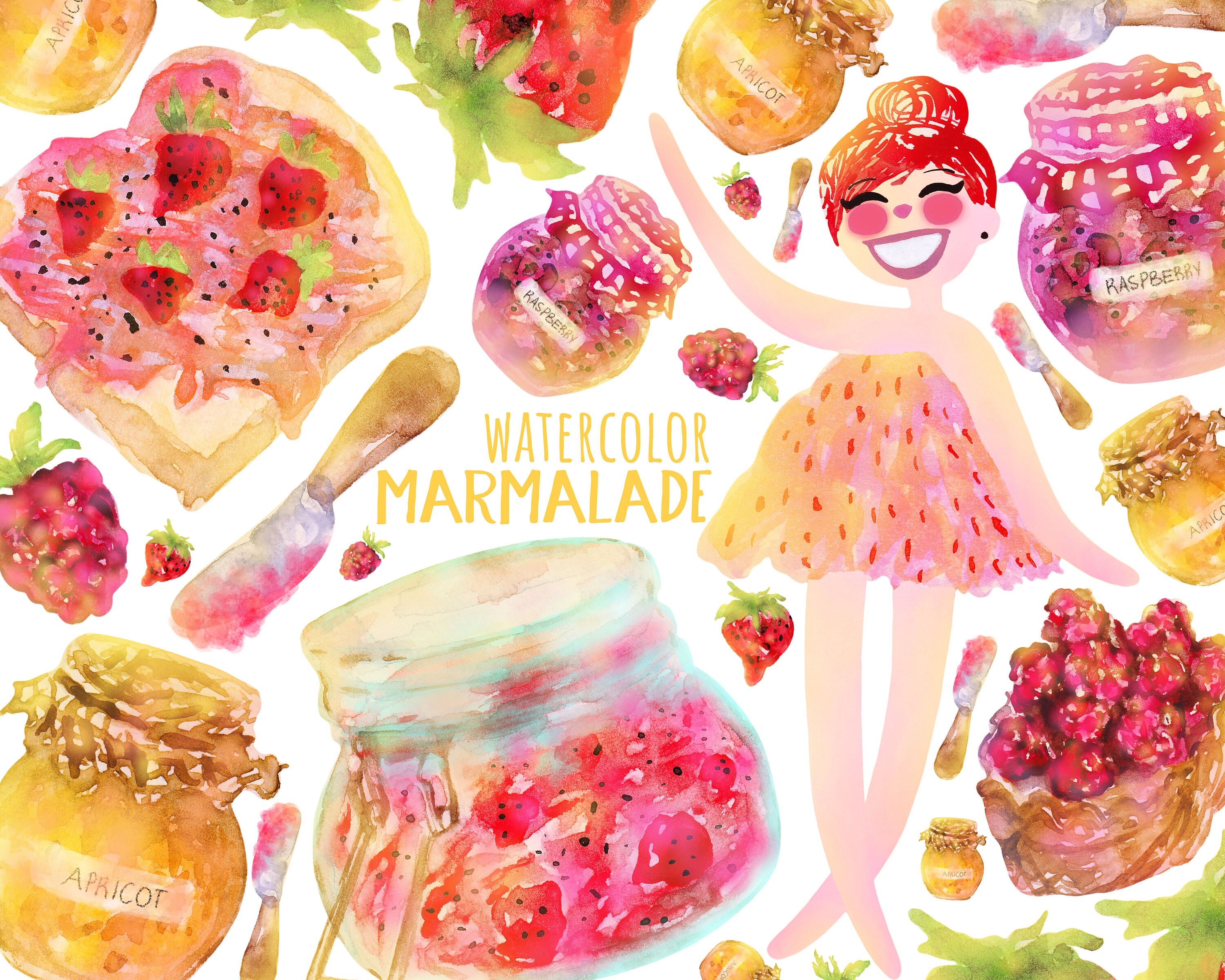 Watercolor Marmalade Clipart Cute Marmalade Girl Digital Etsy Australia