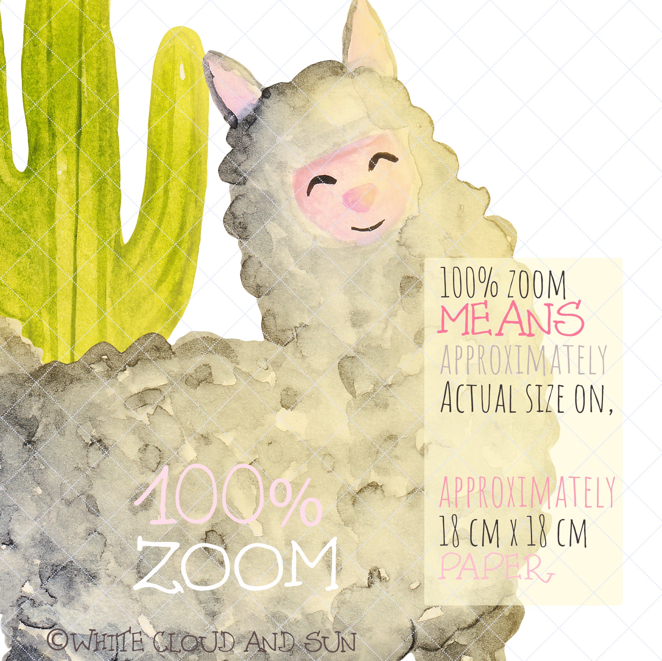 Watercolor Llamas Clipart Digital Download Animals Colorful Tassel Cute Llama Cactus Commercial Use No Drama Alpaca