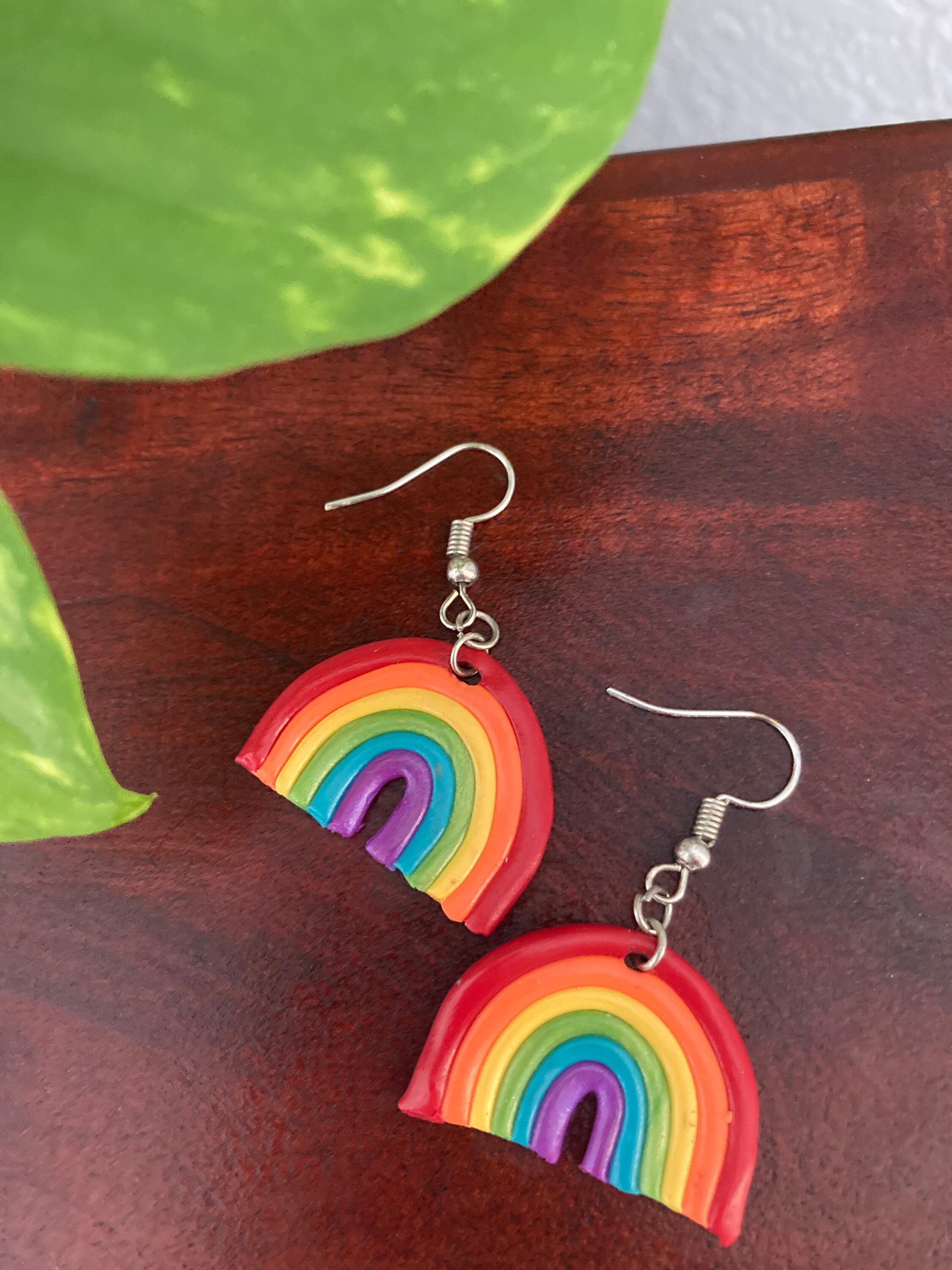 Rainbow Earrings Polymer Clay Earrings | Etsy