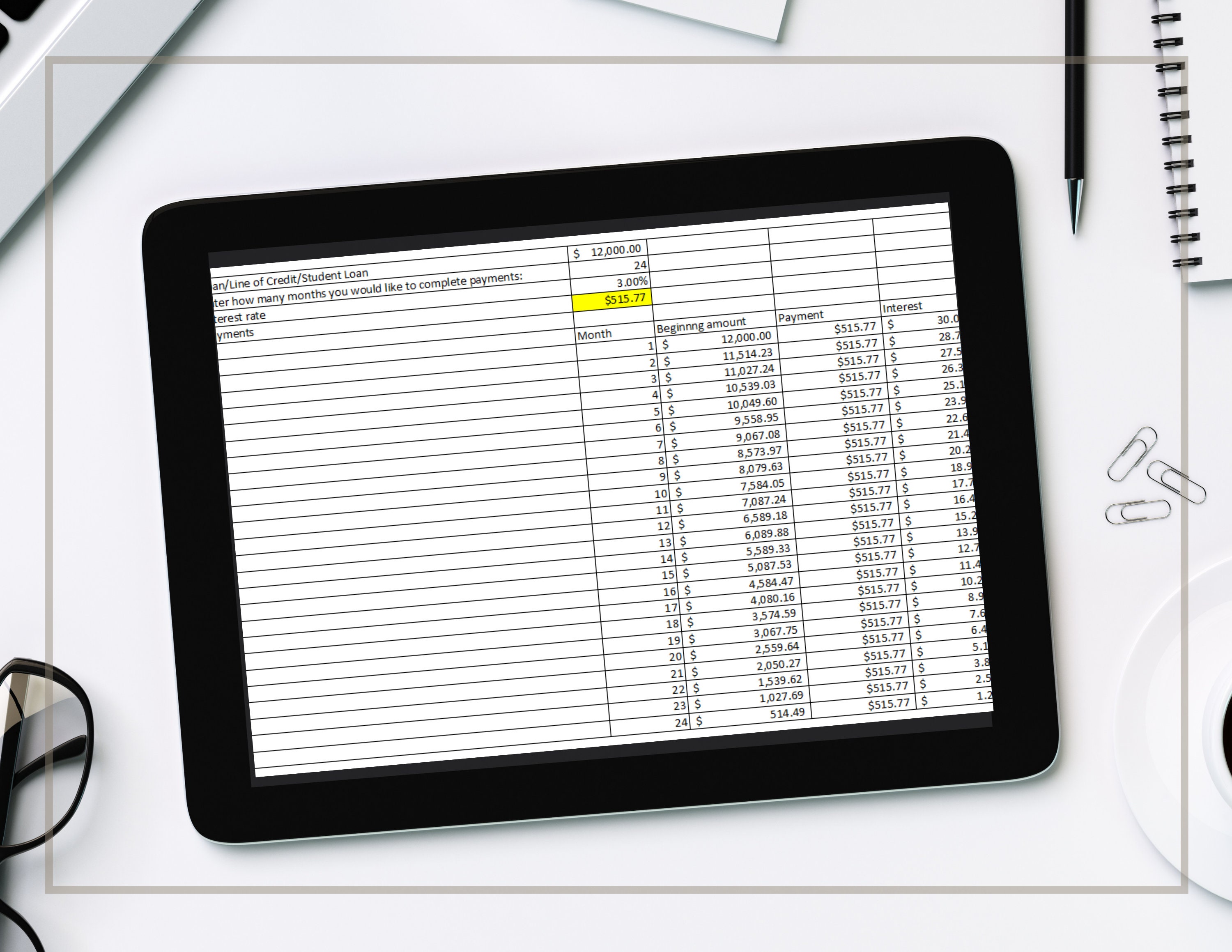 Simply Loan Tracker Sheet Excel Auto Calculate Loan Etsy UK