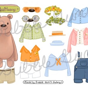 Paper Doll Printable Activity, Teddy Bear Picnic Set, DIY Craft Toy, 52 ...