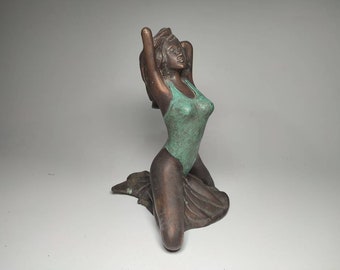 Escultura de bronce Sexy Beach Lady para la decoración de la sala de estar del hogar Decoración del hogar