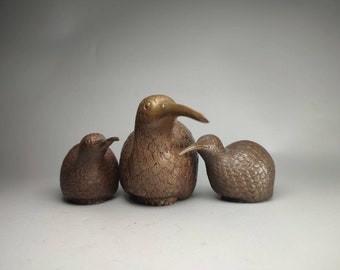 Bronce familia de Kiwi Birds 3pcs