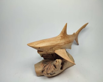 Wooden Parasite Shark , Shark Sculpture, Animal Lover, Animal Art, Wood Carving, Handmade.