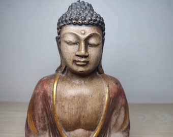 Estatua de Buda de fibra de vidrio, decoración para el hogar, hecha a mano, estilo vintage, regalo para decoración de sala de estar, arte balinés.