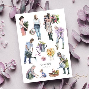 Jardinage • Feuille d'autocollants pour journal • Autocollants pour planificateur