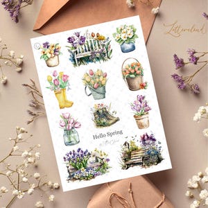 Hello Spring • Journal Sticker Sheet • Planner Stickers