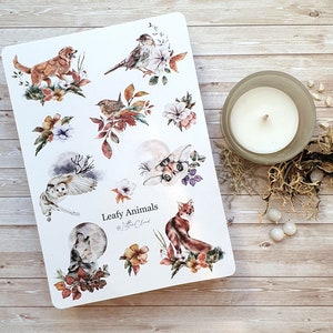 Animaux feuillus • Feuille d'autocollants pour journal • Autocollants pour planificateur
