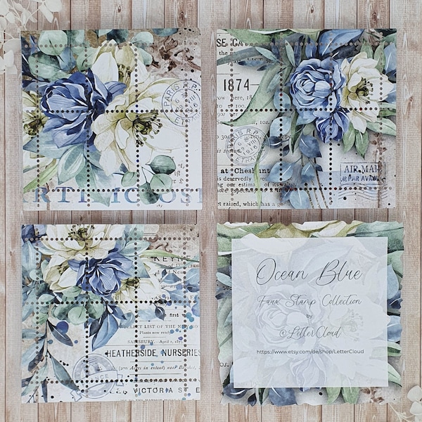 Ocean Blue  • Faux Stamps • Journal / Planner Stamps
