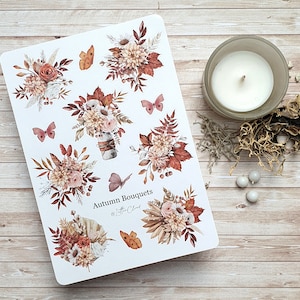 Autumn Bouquets • Journal Sticker Sheet • Planner Stickers
