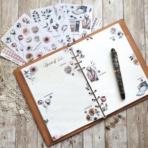 Vintage Flower Set  • Journal Sticker Sheets • Planner Stickers