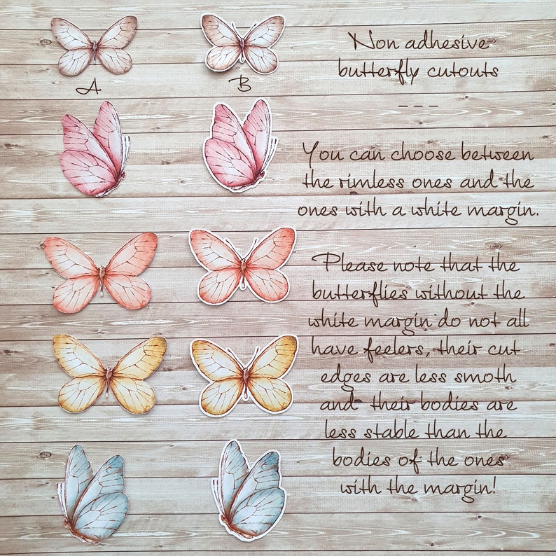 Erläuterung des Unterschieds der Schmetterlings-Cutouts mit und ohne Sticker-Rand.