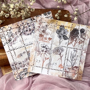 Faux Stamps Set Purple Wildflowers • Bujo, Junk Journal, Planner, Scrapbooking Decoration