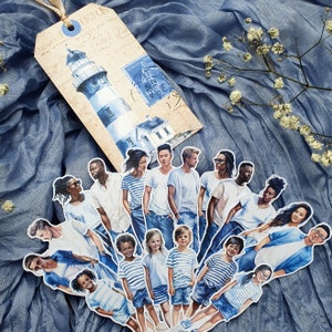 18 Persone Marittime in un Tag Tascabile • Bambole di Carta • Ritagli • per journaling, scrapbooking, bujo