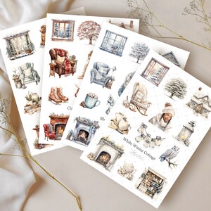 Ensemble : Chalets d'hiver • Feuille d'autocollants pour journal • Autocollants pour planificateur