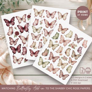 Digital Butterfly Add on for the Shabby Chic Rose Papers • Instant Download • pink & blush