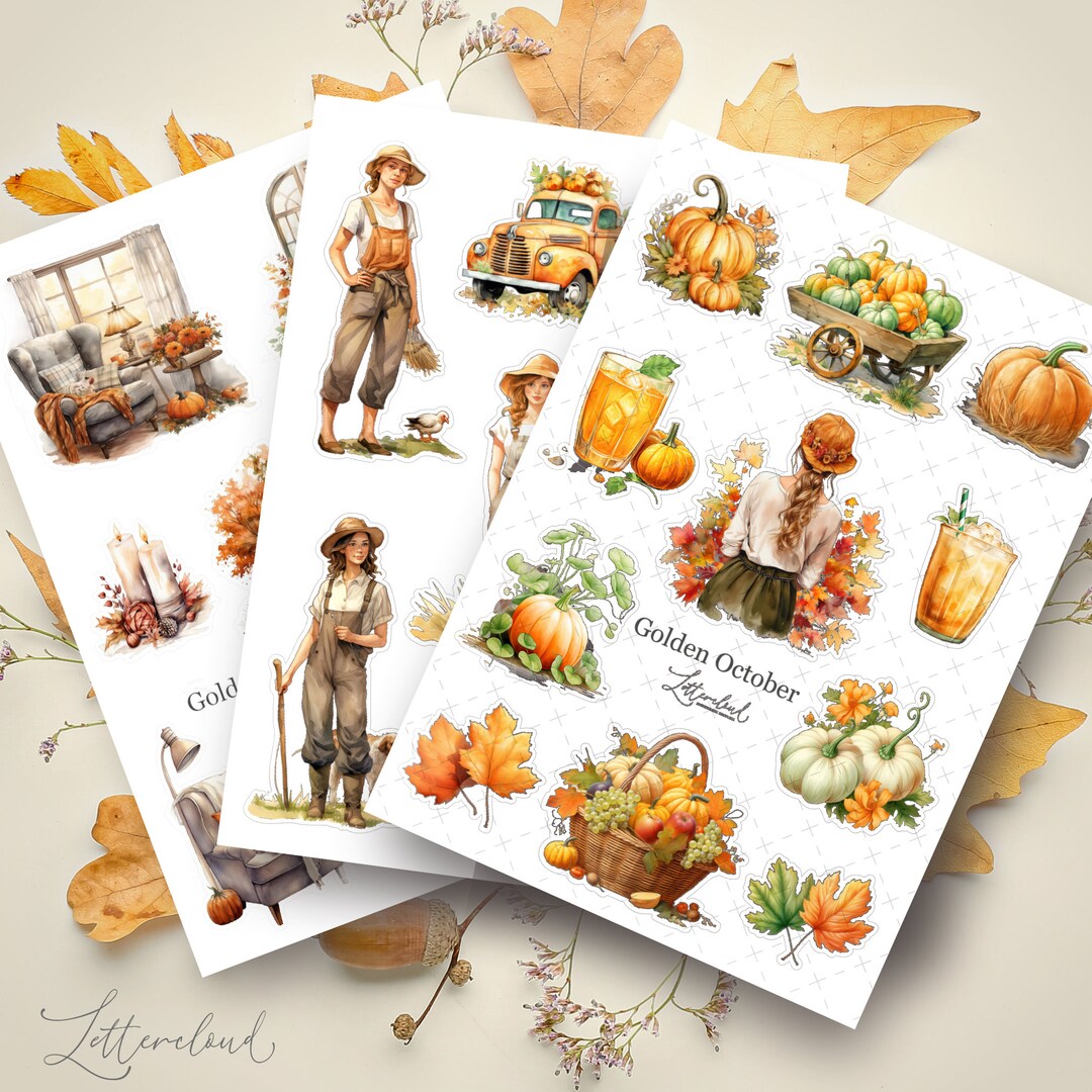 Golden October • Journal Sticker Sheet • Planner Stickers - Etsy