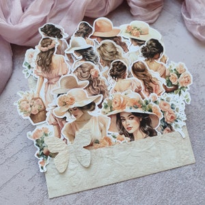 Lady in Peach • Découpes • Poupées en papier • pour journalisation, scrapbooking, bujo