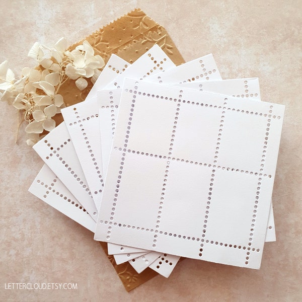 5 sheets of blanc faux stamps (160g, white or cream)