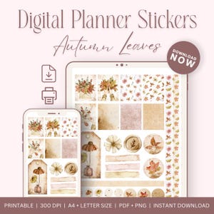 Fall Planner Stickers PDF • Printable Journal, Bujo & Scrapbook Decoration • A4 + Letter size
