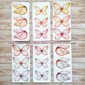 6 Sticker-Sheets mit je 3 Schmetterlingsstickers in verschiedenen Farben