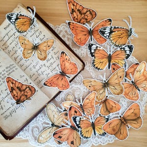 Orange Butterflies - 18 Cutouts (Journal decoration)