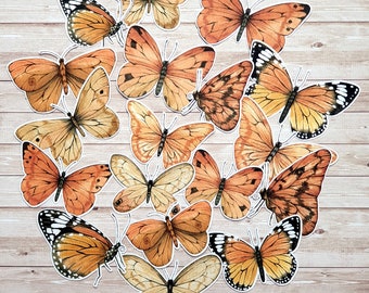 Orange Butterflies - 18 Cutouts (Journal decoration)