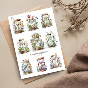 Floral Hourglasses • Journal Sticker Sheet • Planner Stickers