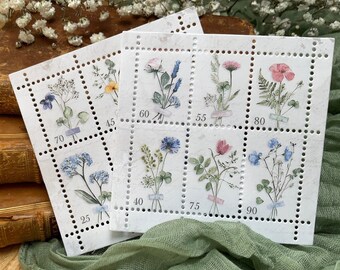 Ensemble : Fleurs de jardin • Faux timbres • Timbres pour journal/planificateur