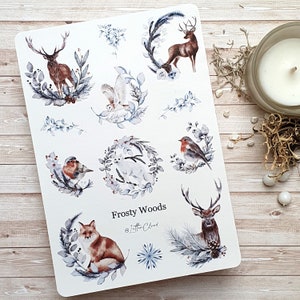 Frosty Woods • Dagboekstickervel • Plannerstickers • Winter • Dieren