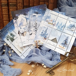 Blauwe winter faux stempels • Dagboek / planner stempels