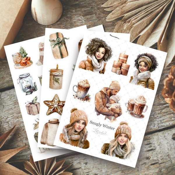 Snugly Winter  • Journal Sticker Sheet • Planner Stickers