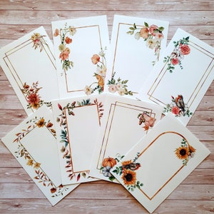 Set: 8 Autumn Note Cards • Flowery Memo Cards • Floral Journal Cards