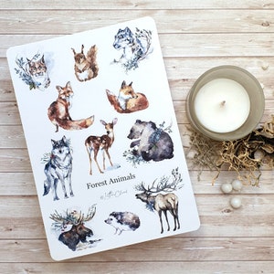 Animaux de la forêt • Feuille d'autocollants pour journal • Autocollants pour planificateur